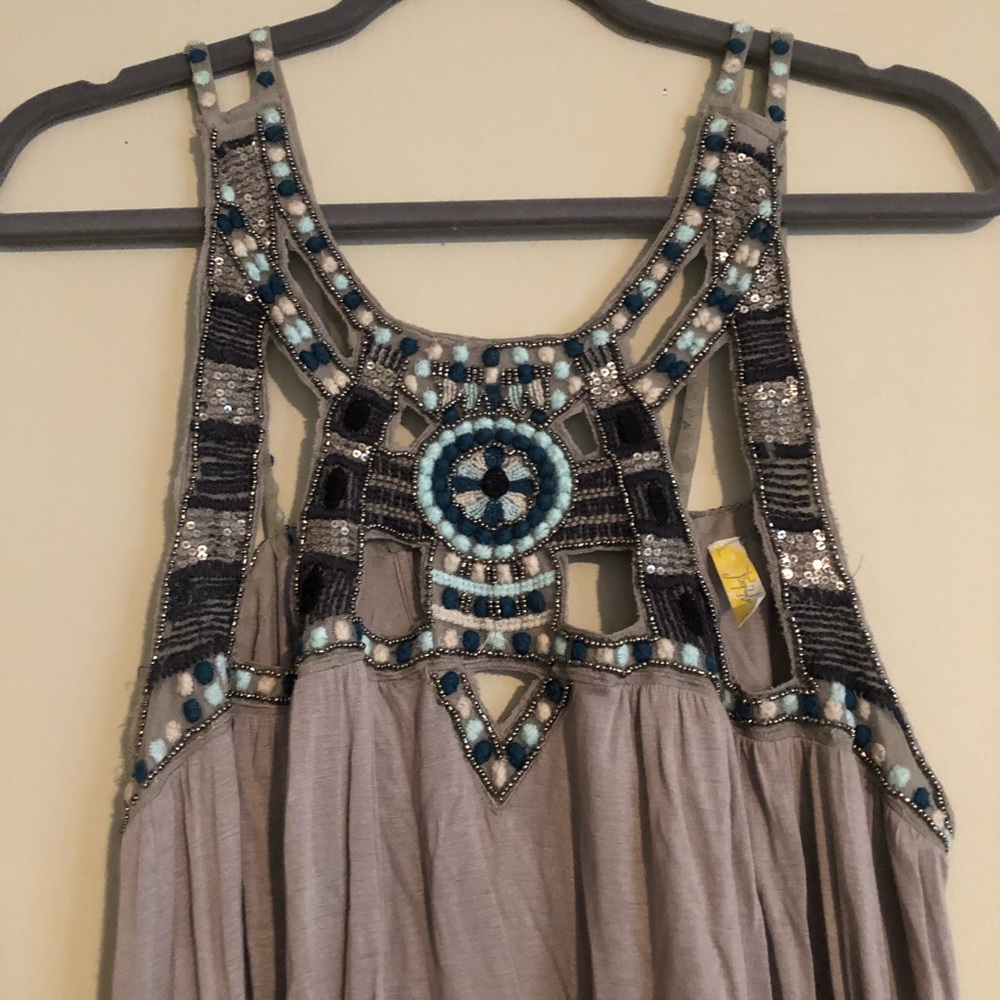 FREE PEOPLE Grey Beaded Top/ Cover Up
